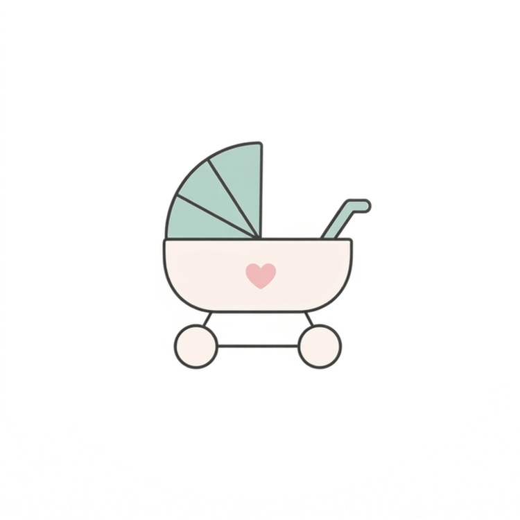 Icon image of a baby stroller.