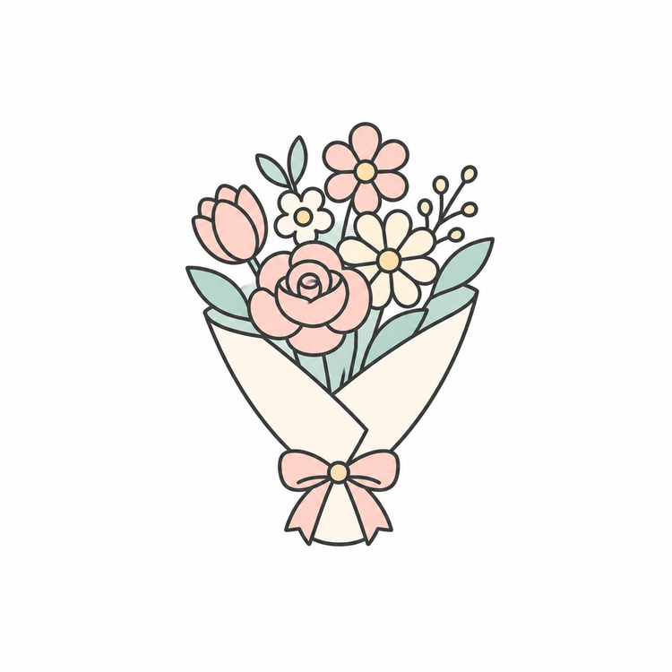 Icon depicting a pretty bouquet of flowers.  