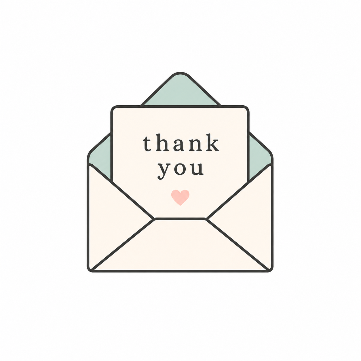 Icon image of thank you note in an envelope.