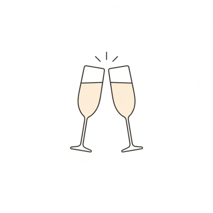 Icon image of clicking champagne glasses.